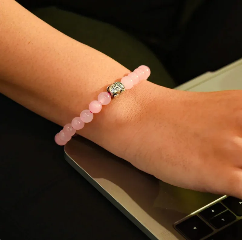 Natural Rose Quartz Crystal Bracelet – IGL Certified Pink Crystal for Healing & Style - Image 3