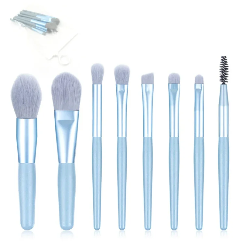 8-Piece Mini Makeup Brush Kit – Portable Premium Synthetic Set with Case (Mix Colors) - Image 3