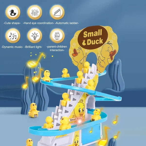 Duck Climb Stairs Toy Roller Coaster with Flashing Lights & Music (3 Ducks) - Image 4