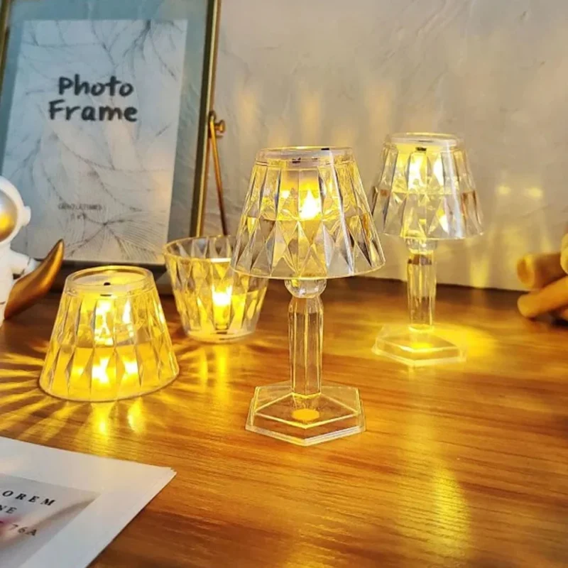 2in1 Transparent Mini Crystal Table Lamp with Reflection Light – Portable LED Bedside Decor Lamp - Image 6