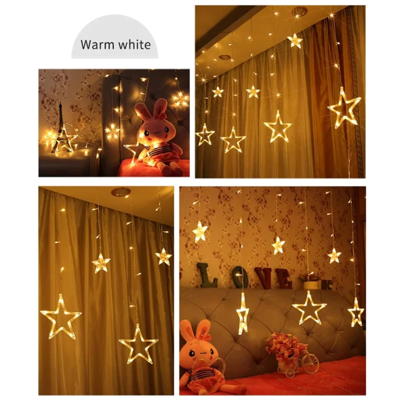 12 Stars Curtain String Lights – 66 LED Window Lights with 8 Flashing Modes - Image 5