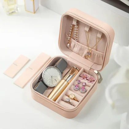 Mini PU Leather Jewellery Box – Compact Travel & Storage Organizer