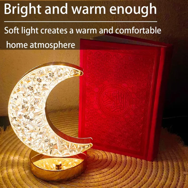 Crystal Table Lamp – Moon Shape Touch Control Lamp with 3-Color Light & USB Charging - Image 6