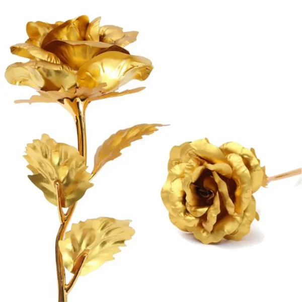 Luxury Decorative Gold Plated Artificial Golden Rose with Premium Gift Box