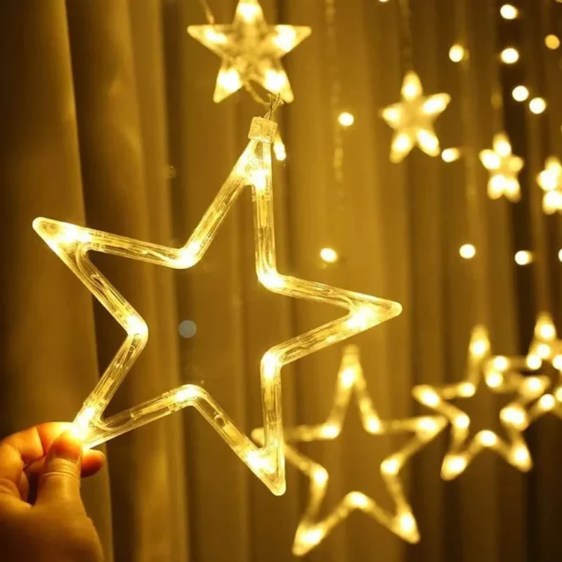 12 Stars Curtain String Lights – 66 LED Window Lights with 8 Flashing Modes - Image 6