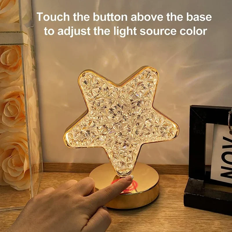 Star Crystal Diamond Touch Lamp – USB Rechargeable, 3-Way Dimmable - Image 6