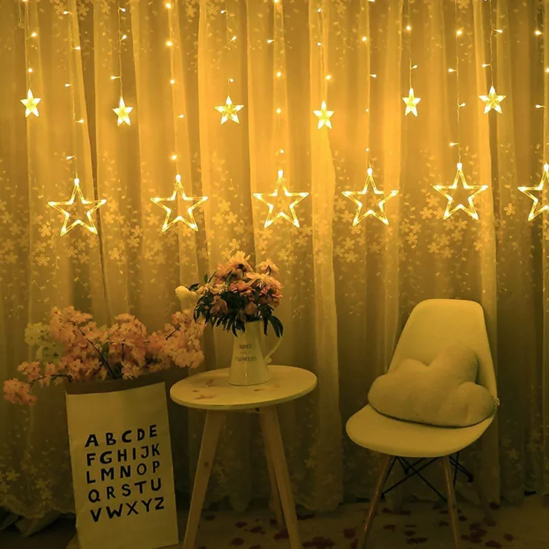 12 Stars Curtain String Lights – 66 LED Window Lights with 8 Flashing Modes - Image 7