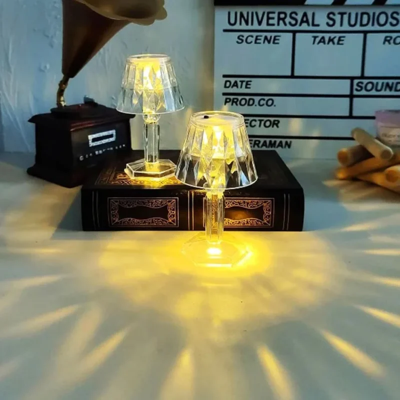 2in1 Transparent Mini Crystal Table Lamp with Reflection Light – Portable LED Bedside Decor Lamp - Image 9