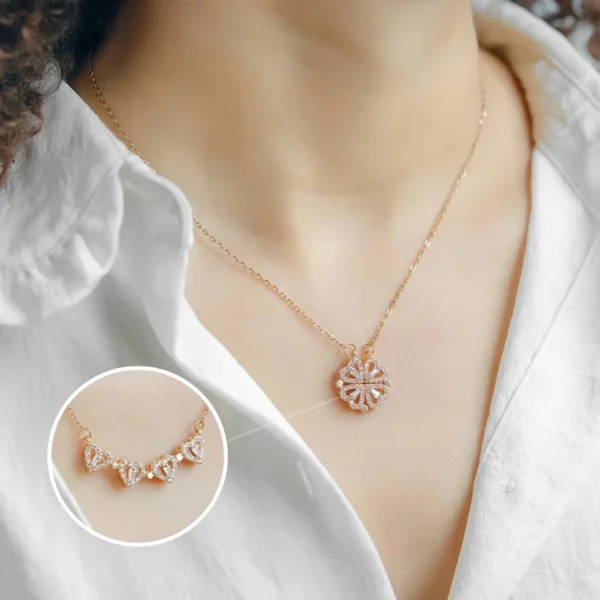 Stylish Rose Gold Plated Four Heart Pendant | Gold-Plated Brass & Copper with Cubic Zirconia