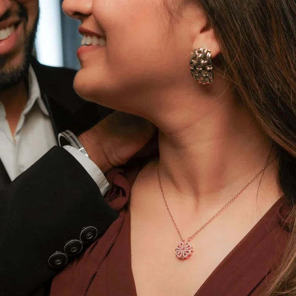 Stylish Rose Gold Plated Four Heart Pendant | Gold-Plated Brass & Copper with Cubic Zirconia - Image 2