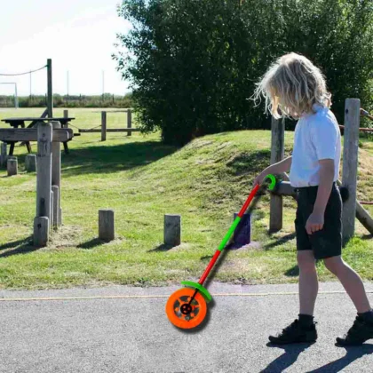Plastic Push Wheel Toy with Handle & Lights | Single Wheel Run Toy for Kids