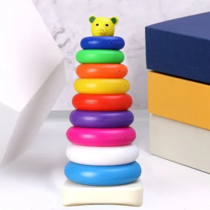 Plastic Teddy Stacking Ring Toy – 9-Piece Jumbo Educational Stack-Up Toy for Babies & Toddlers