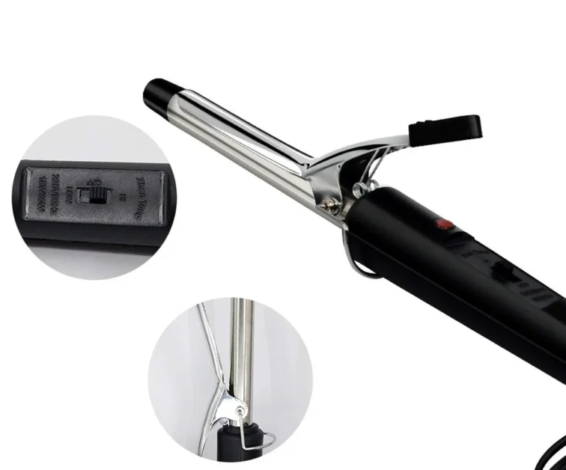 Professional Hair Curling Iron for Women – Ceramic Coated Curling Rod with Swivel Cord | Easy & Safe Hair Styling Tool (Black) - Image 3