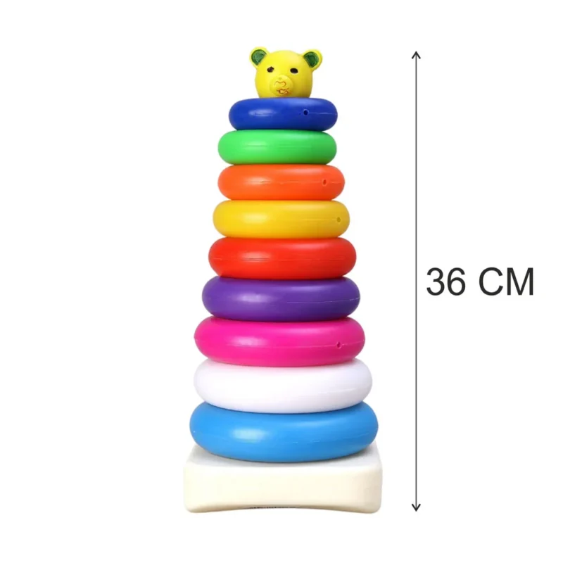 Plastic Teddy Stacking Ring Toy – 9-Piece Jumbo Educational Stack-Up Toy for Babies & Toddlers - Image 2