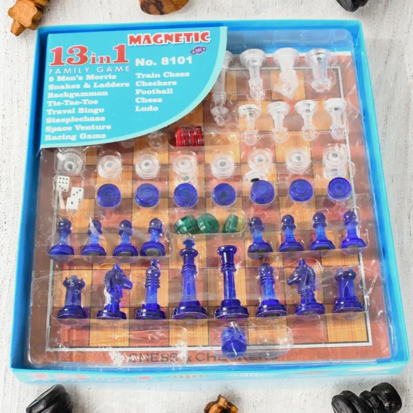 13-in-1 Family Board Game Set – Magnetic Chess, Ludo, Snakes & Ladders, Checkers & More