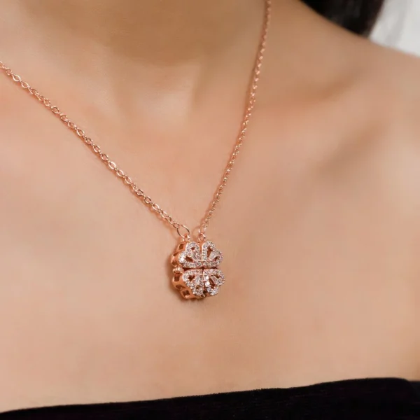 Stylish Rose Gold Plated Four Heart Pendant | Gold-Plated Brass & Copper with Cubic Zirconia - Image 5