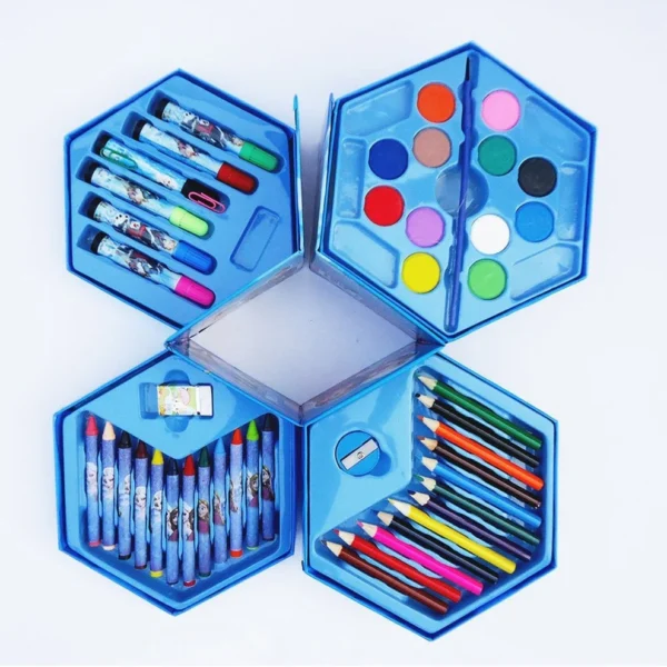 46-Piece Plastic Art Colour Set for Kids | Crayons, Watercolors, Sketch Pens, Oil Pastels & Accessories - Image 6