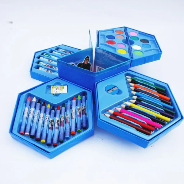 46-Piece Plastic Art Colour Set for Kids | Crayons, Watercolors, Sketch Pens, Oil Pastels & Accessories