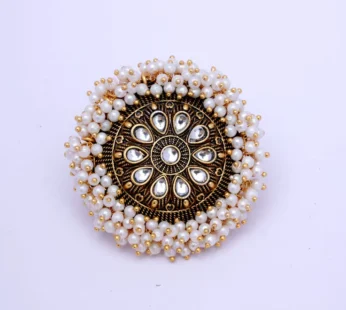 White Guchha Ring | Gold-Plated Alloy Statement Ring with Elegant Garnet-Inspired Design