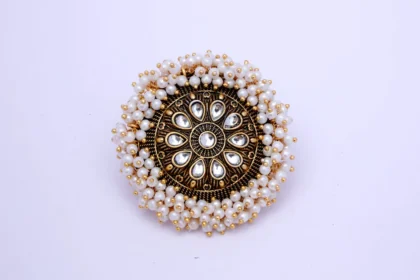 White Guchha Ring | Gold-Plated Alloy Statement Ring with Elegant Garnet-Inspired Design